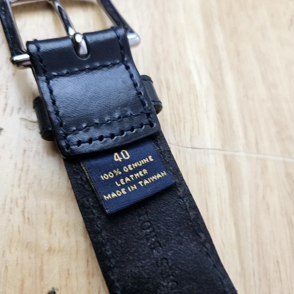 Brooks‎ Brothers 40 Black Purple Woven Leather Belt Silver Buckle Men's Classic